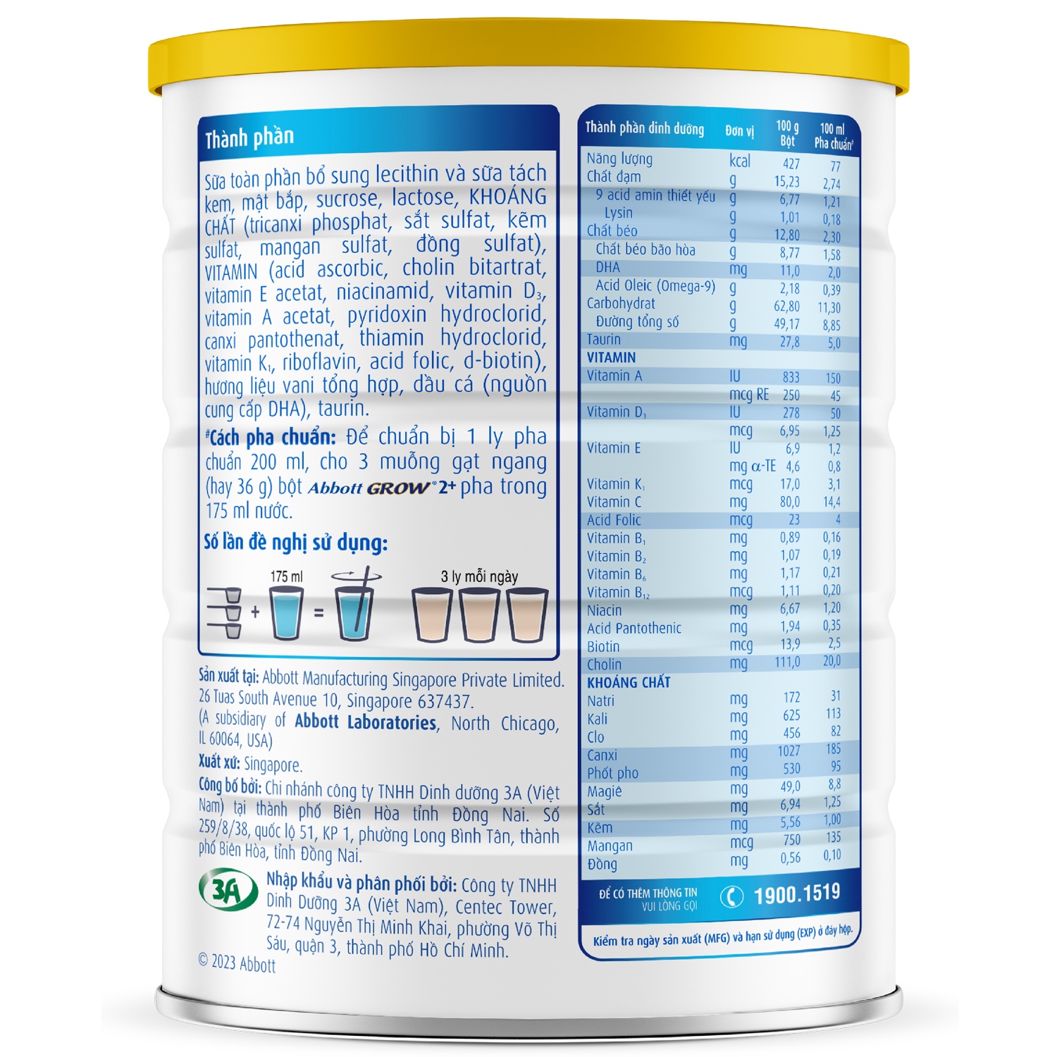 sua abbott grow 2 huong vani 850g 2