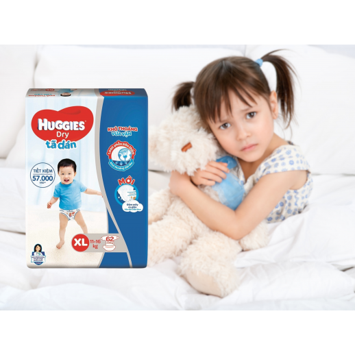 Bỉm - Tã dán Huggies size XL 62 miếng (cho bé 11 - 16kg) Bỉm - Tã dán Huggies size XL 62 miếng (cho bé 11 - 16kg)