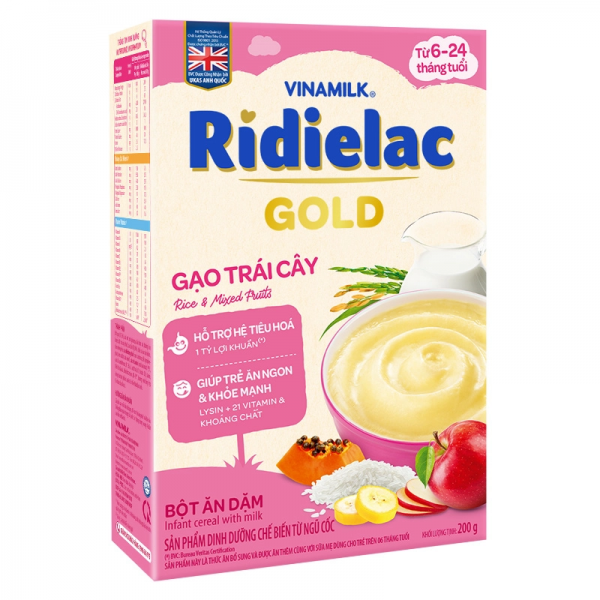  Bột ăn dặm Ridielac Gold gạo trái cây HG 200g